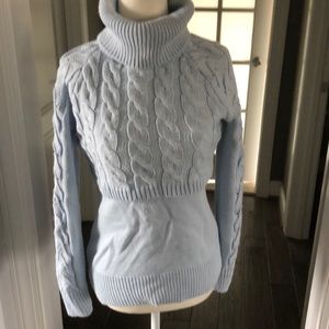 Baby blue tiered cable knit sweater
